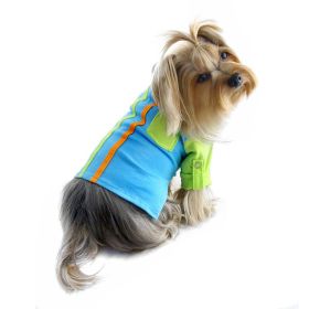 Knit Cotton Contrast Shirt with Roll-Up Sleeves (Color: Green/Blue, size: XL)